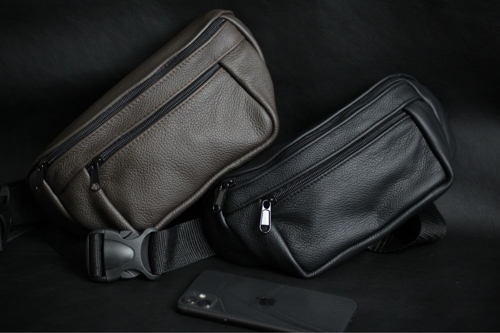 Сумка чоловіча бананка з натуральної шкіри