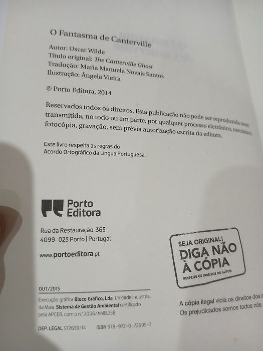 O Fantasma de Canterville
de Oscar Wilde