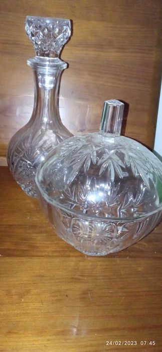Garrafa e bomboneira cristal d'arques