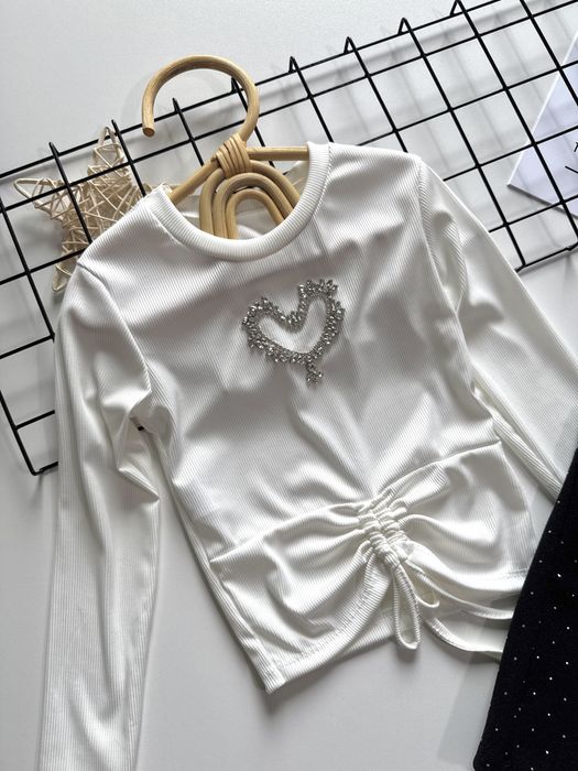 Святкова біла блуза лонгслів реглан джемпер від 4 до 14 років