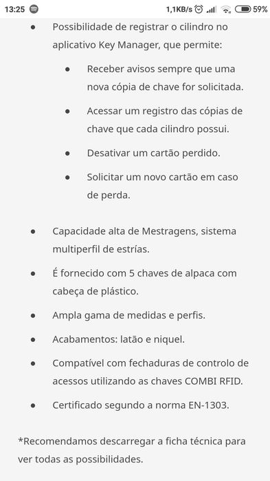 Tesa Assa Abloy TX80 Cilindro Canhão
Cilindro TX8