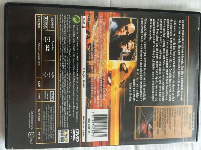 Velocidade Furiosa - DVD 9Gb DTS Filme original com DTS (Portes CTT (GRÁTIS)