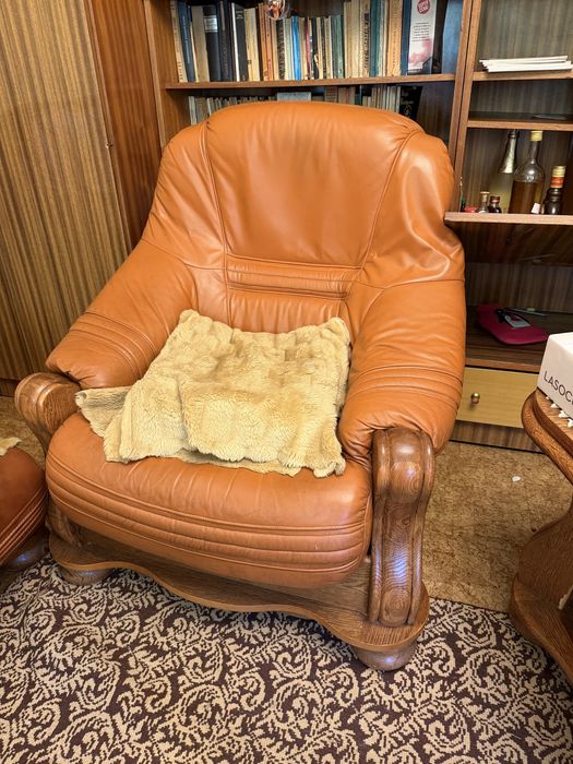 Skórzany komplet wypoczynkowy: sofa 3-osobowa + 2 fotele