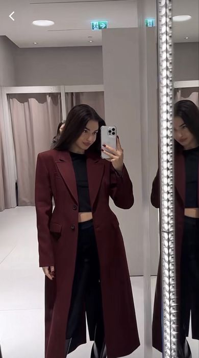 Продам або обміняюсь Пальто Zara в кольорі бургунді розмір М