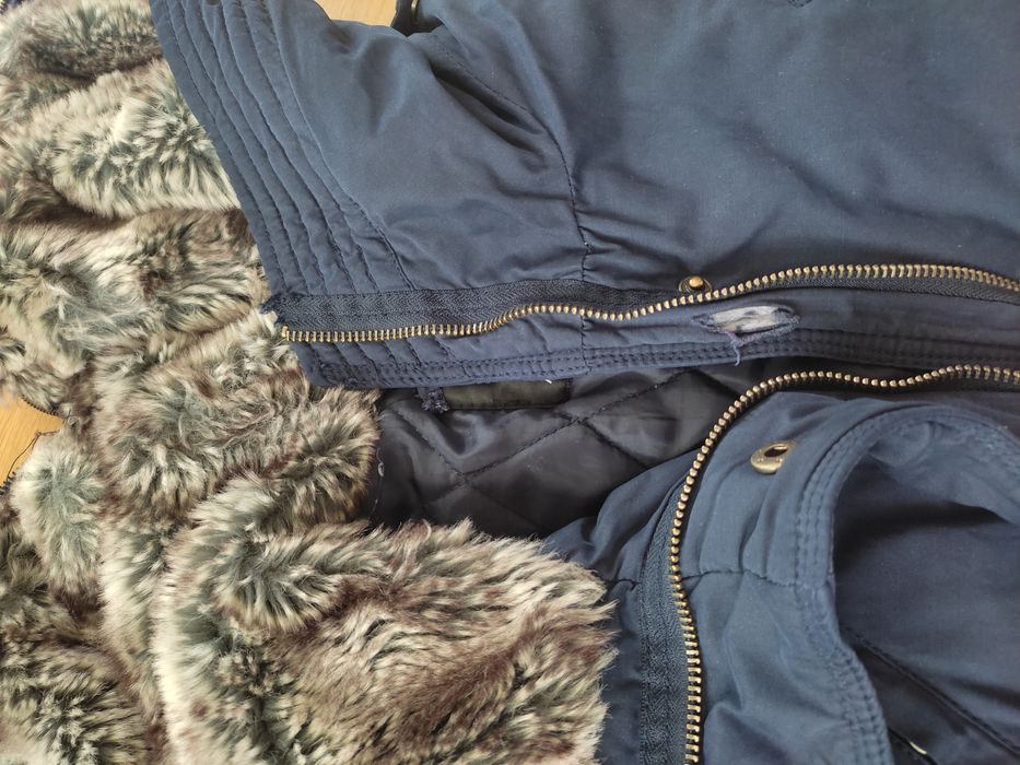długa kurtka parka z kapturem 34/ 36 XS/S