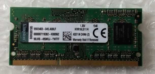 Pamięć RAM 4GB DDR3 1600 MHz Laptop niskonapięciowe
