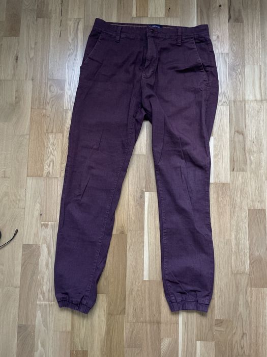 Spodnie męskie joggery slim L bordowe