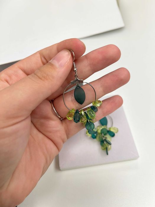 Kolczyki zielone z koralikami