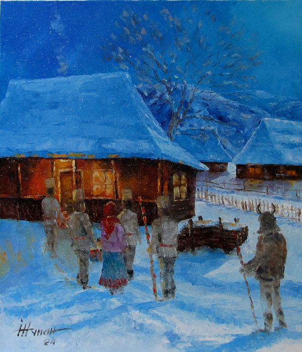 Жупан І.М. 2024 р Закарпатське різдво" олія, холст 60-70 см.