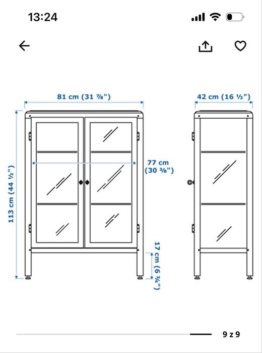 Witryna IKEA FABRIKÖR w kolorze szarym