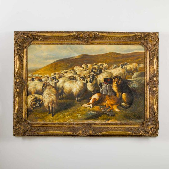 Quadro antigo com gatos