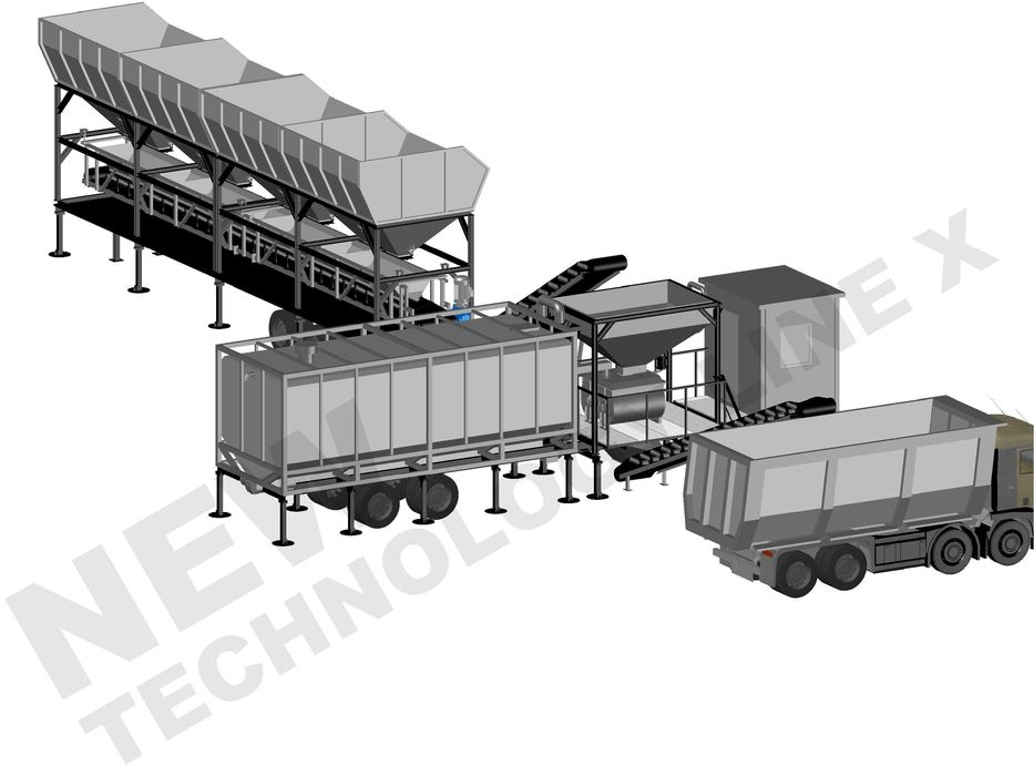 Mini węzeł betoniarski mobilny, produkcja betonu, silos cementu