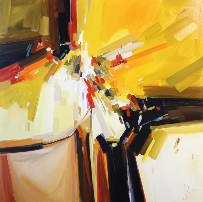 Quadro "Abstracto vermelho "  ,  óleo sobre tela, 100×100 cm.