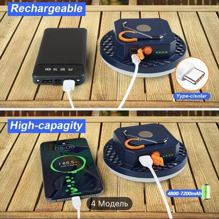 Лампа Павербанк аккумуляторна нова 7200