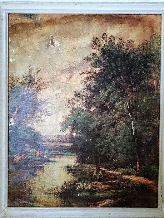 Quadro século XX com ilustração antiga de natureza