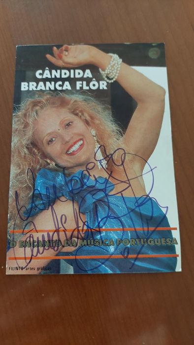 Postal antigo com assinatura da candida branca flor