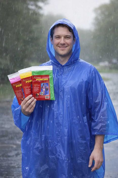 Дождевик-пончо универсальный — лёгкий виниловый, 40 г