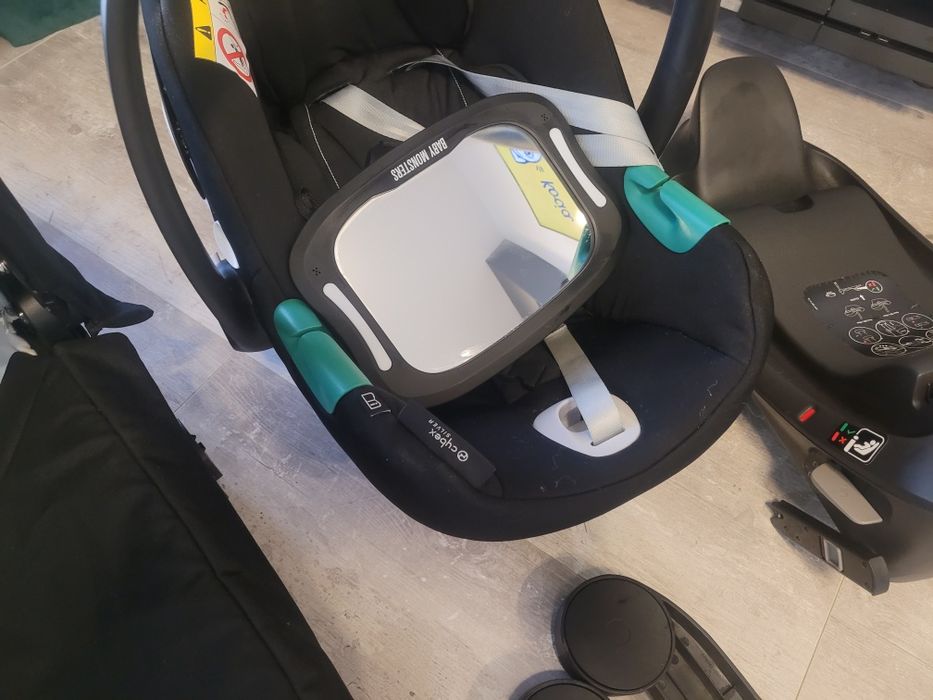 Zestaw wózek fotelik gondola adaptery lusterko