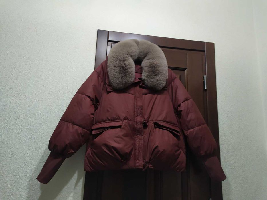 Куртка жіноча бордо воротнік відстібається