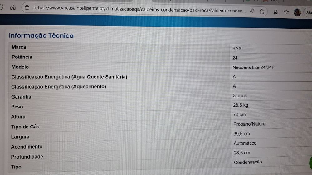 Caldeira Roca Baxi Neodens Lite 24 AF