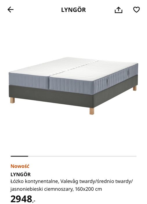 Lóżko kontynetalne Ilea 80x200 lub 160x200 materac gratis