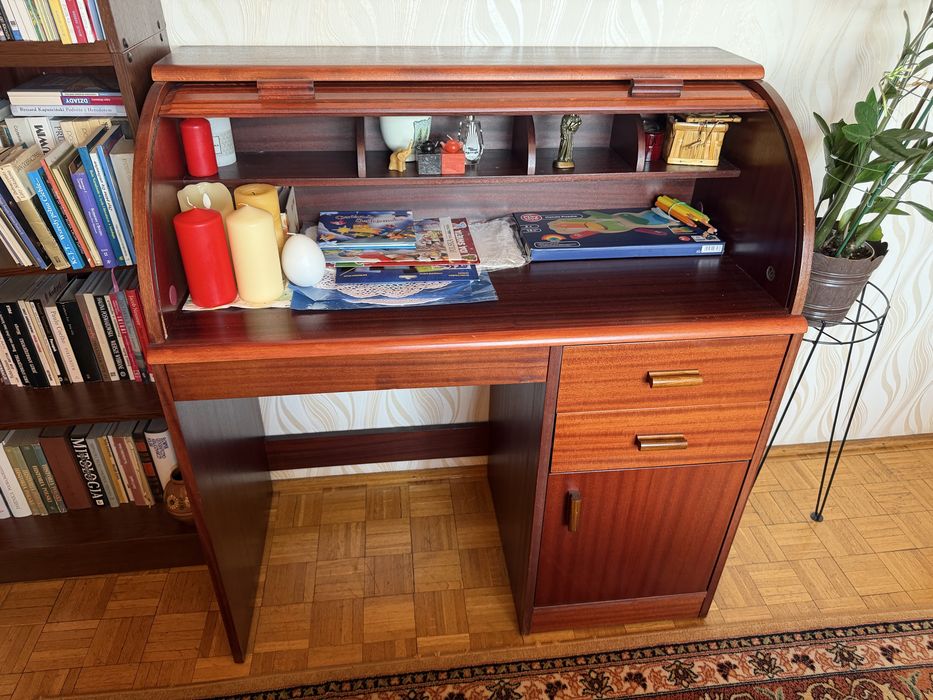 Sekretarzyk z roletą vintage / biurko retro – bardzo dobry stan