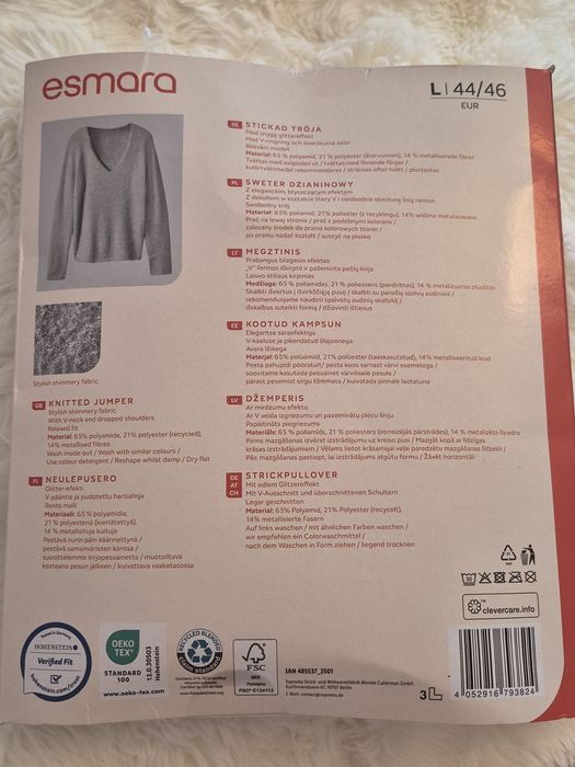 Sweter damski srebrny