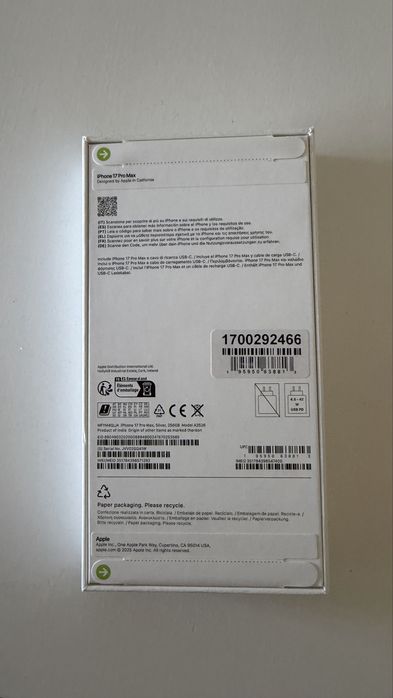 Iphone 17 pro Max 256Gb  Silver selado.