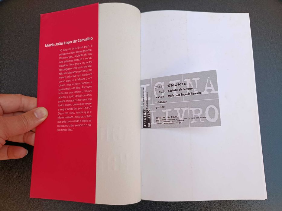 Livro "Acidentes de Percurso", de Maria João de Carvalho