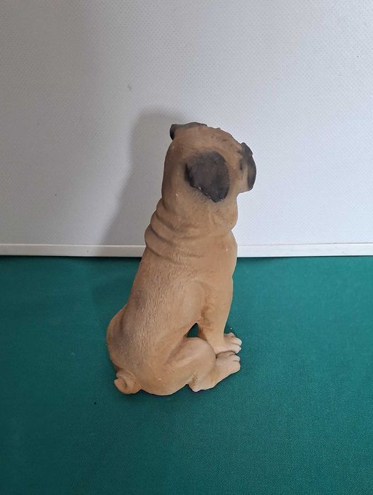 Cão Boxer, vintage, artesanal, com 17cm