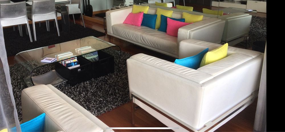 Sofas sala pele branca