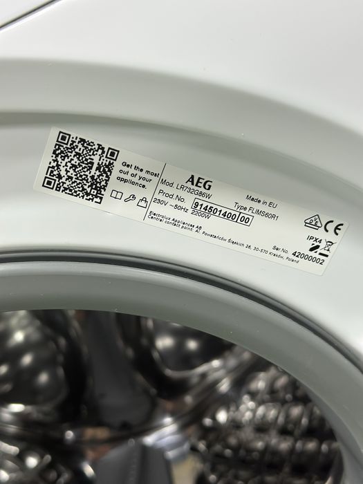 Нова модель! 2024! Пральна машина AEG 7000 Series ProSteam LR732G86W 8 кг 1600 об/хв