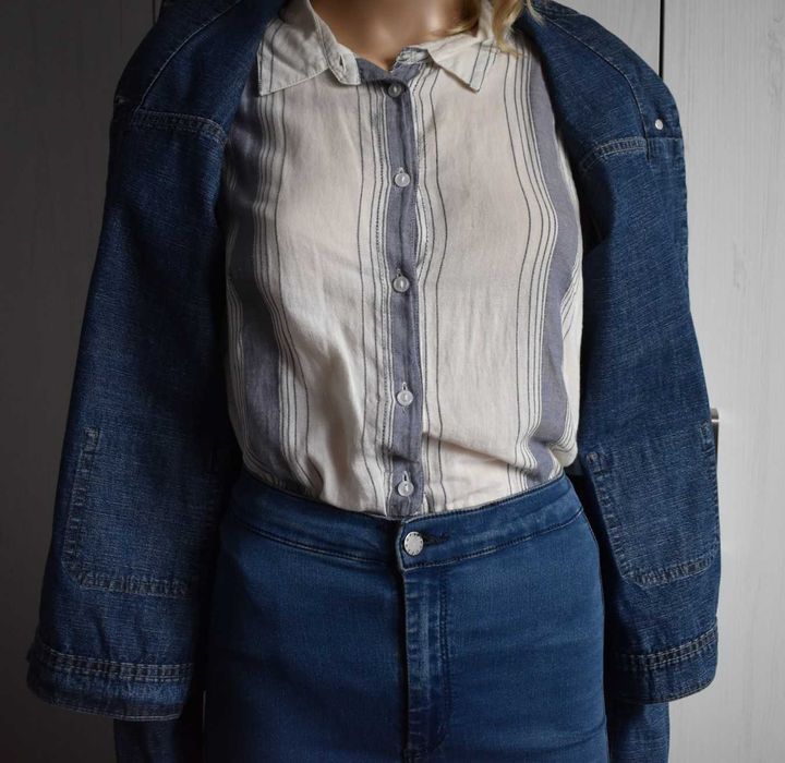 Kurtka jeansowa S M 36 dżinsowa ramoneska katana bluza denim prosta