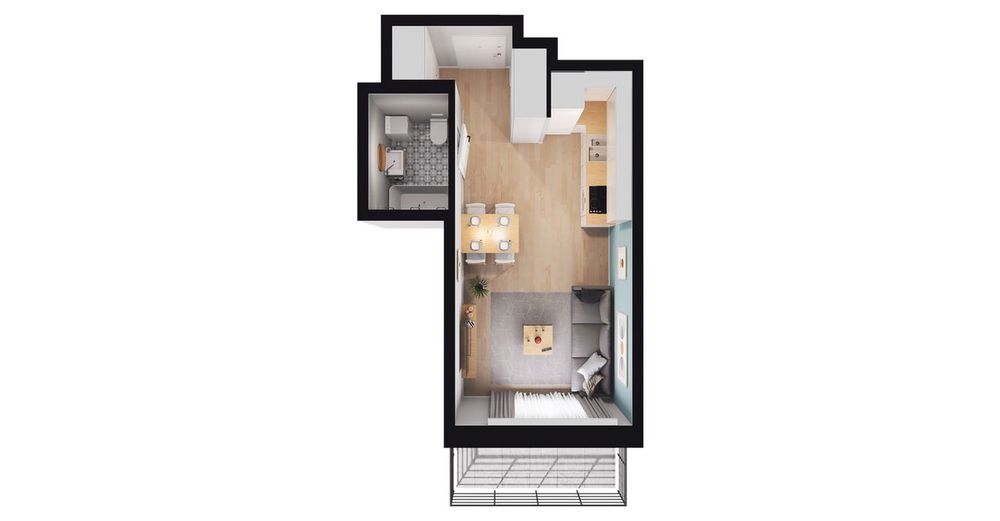 1-pokojowe mieszkanie 29 m² + balkon Bez Prowizji - Widok 3