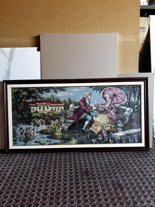 Gobelino (Tapeçaria) Romântica em Tear Jacquard – Emoldurado