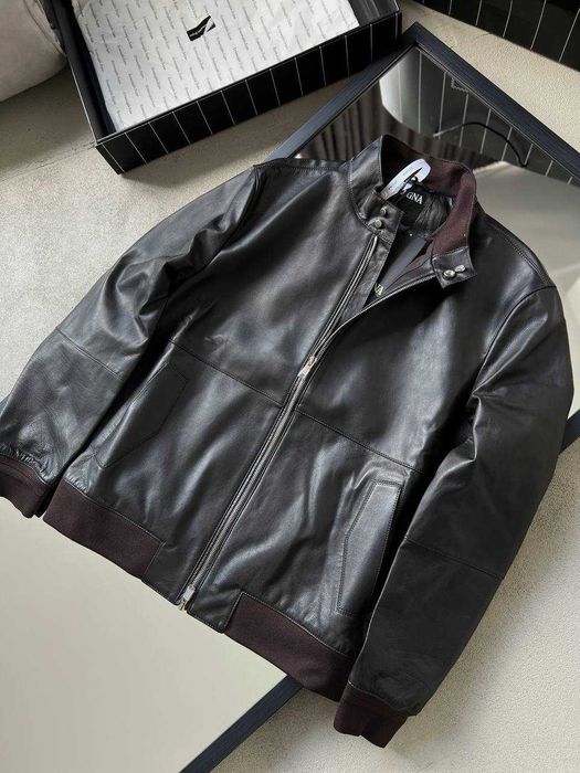 Мужская кожаная куртка Zegna куртка натуральная кожа Зенья v108