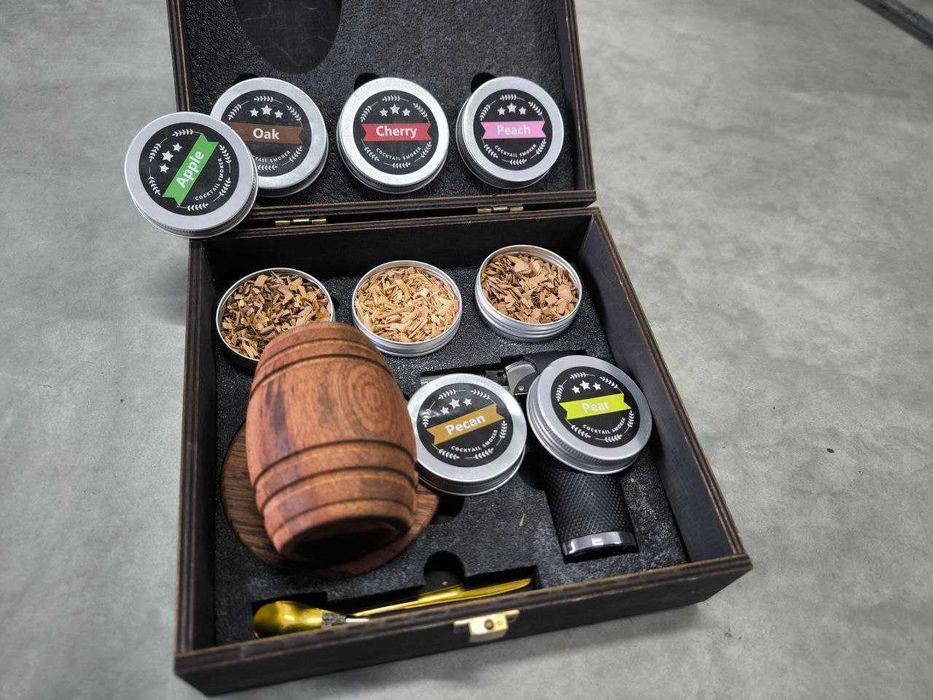 Смокер для віскі набір для копчення віскі 6 ароматів дерев’яна коробка
