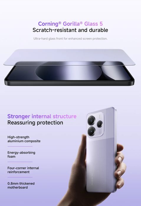 Redmi Note 14 5G Global Version 8/256 GB (NFC, 6,7", 120 Гц, MTK 7025, 108 Мп) Midnight Black/Lavender Purple
