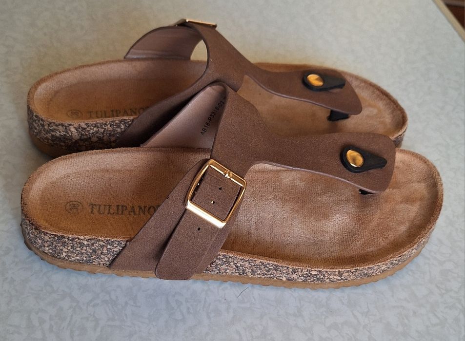 Japonki a'la birkenstock roz. 38 brązowe