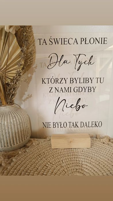 Tabliczka weselna ta świeca płonie Czarna