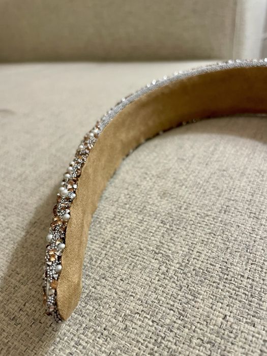 Bandolete com cristais rosa gold e prateados