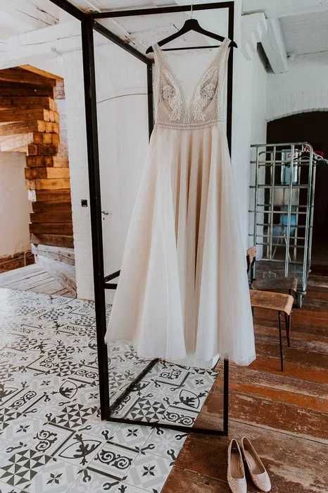 Suknia ślubna Sabe Pia 36/38 + buty i szal