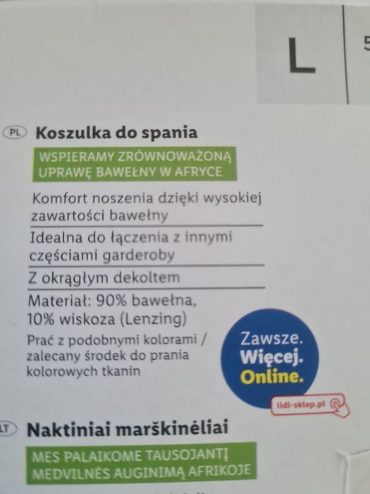 Koszulka do spania r.L Livergy nowa szara
