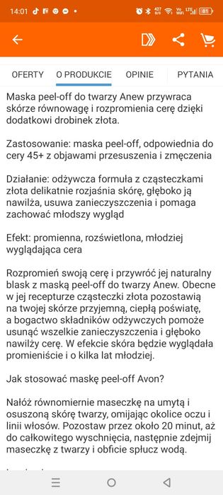 Avon Anew złota maska peel-off 75ml