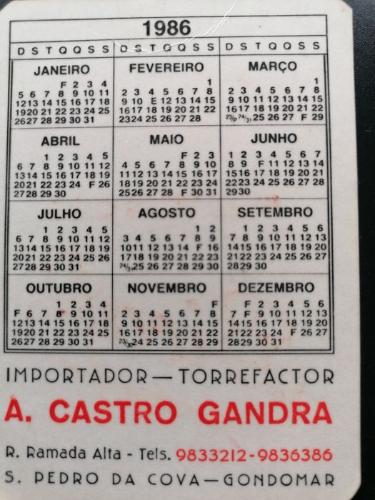 Conjunto de 2 calendários da marca de cafés Bicafé de 1996

O calendá