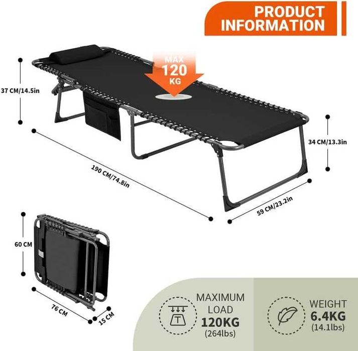 Nowy leżak ogrodowy / 2szt / leżanka / szezlong / przenośny !9392!