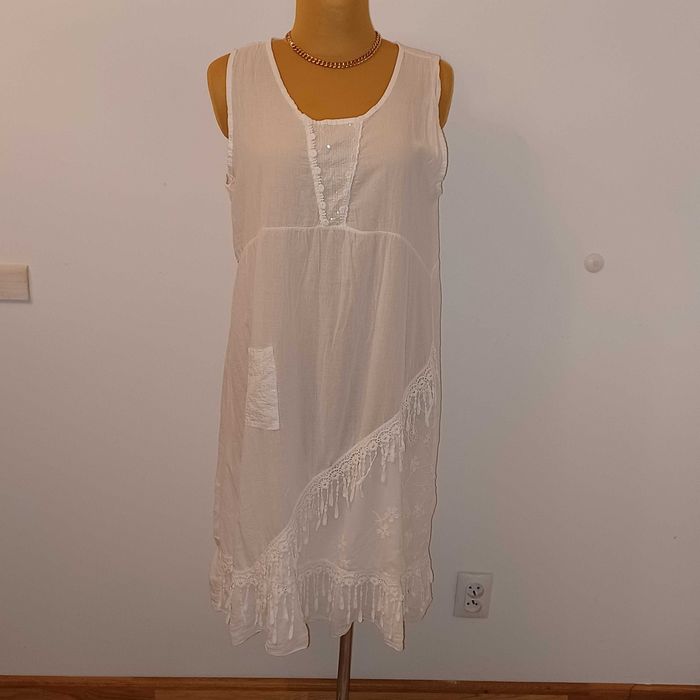 Sukienka plażowa biała bawełna Ideał dla XL/XXL