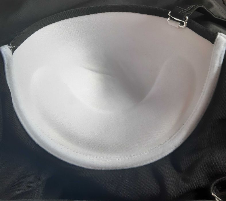 Стильный батал черный купальник сдельный, цельный с пуш ап shein