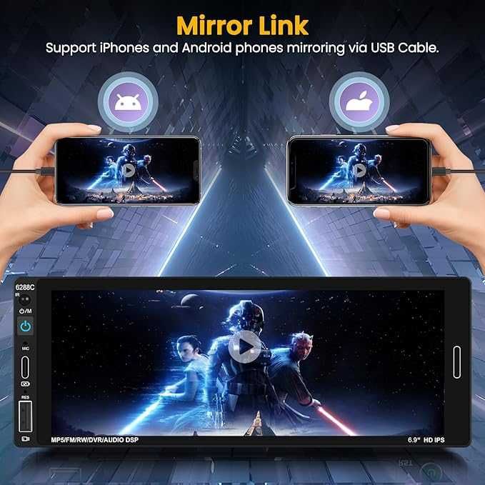 Radio samochodowe Carplay Android 6,9 cala