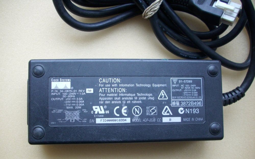Zasilacz Cisco ADP-20JB P/N: 34-.0875.-01